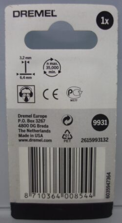 Dremel Hardmetaal Vertande Stiftfrees Speervormig 9931 achterkant
